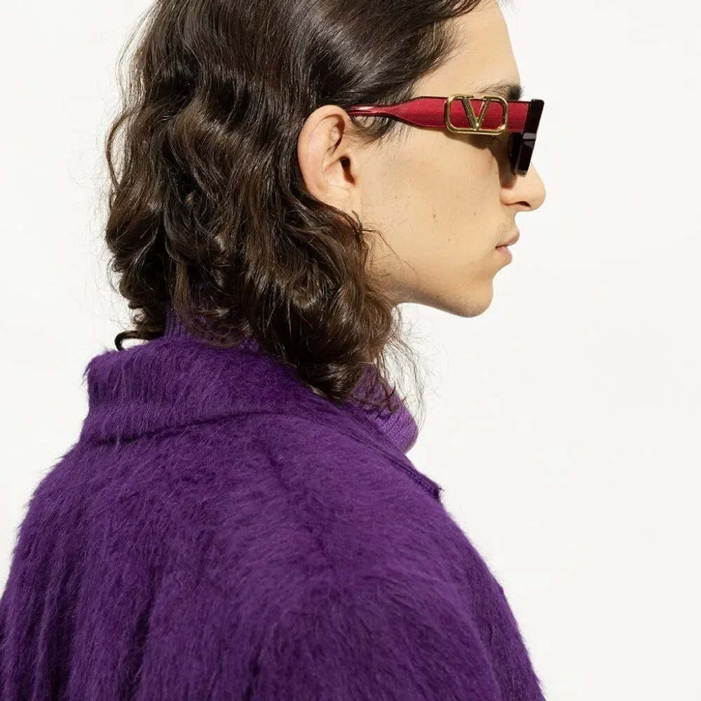 Valentino Men Sunglasses Crystal Purple Grey Cat Eye V - DUE VLS-103D-50
